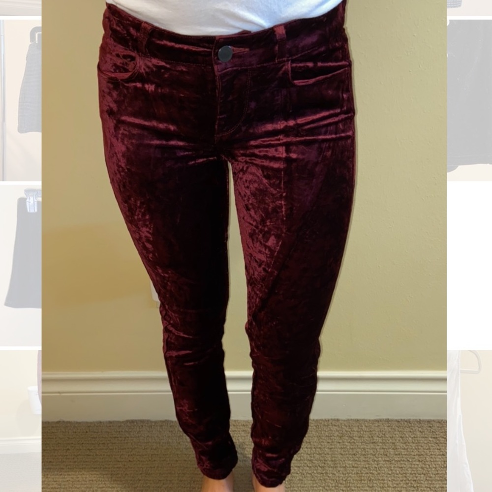 PAIGE velvet red skinny jeans